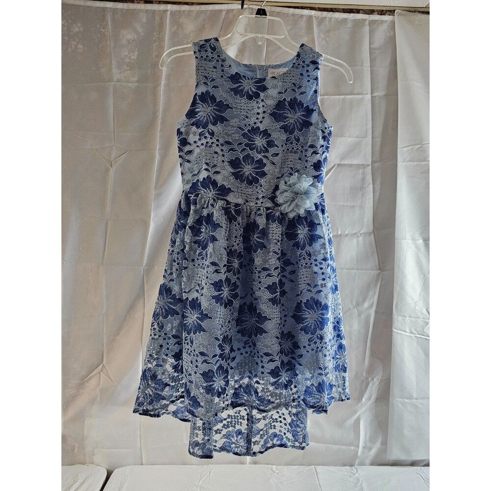PLACE Girls Blue high low Lace Dress with a Flower Size 12